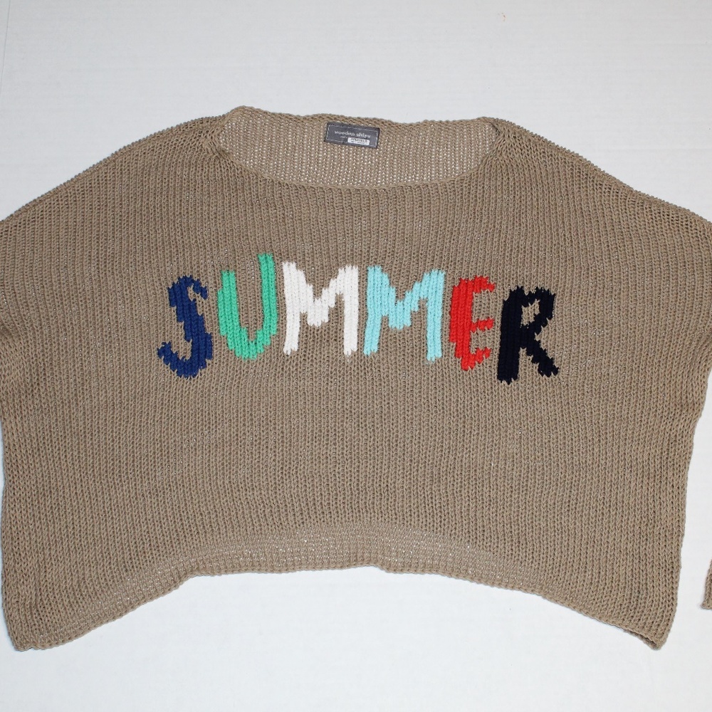 Wooden Ships Summer Boho Chic Crewneck Crop S/m